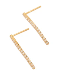 Boucles d’oreilles tombantes en zircone cubique en argent sterling plaquées or