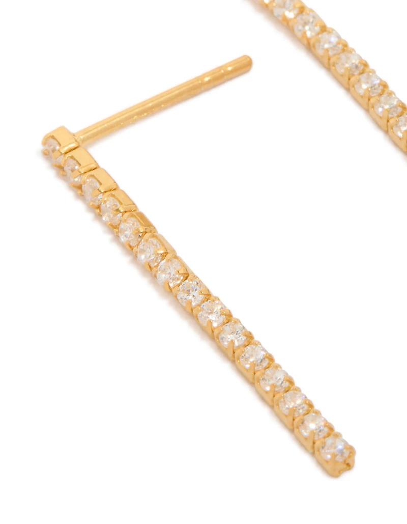 Boucles d’oreilles tombantes en zircone cubique en argent sterling plaquées or