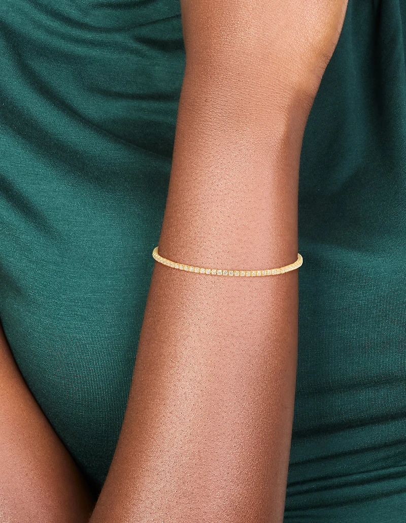 Gold Plated Sterling Silver Cubic Zirconia Tennis Bracelet