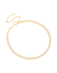 Gold Plated Sterling Silver Cubic Zirconia Tennis Bracelet