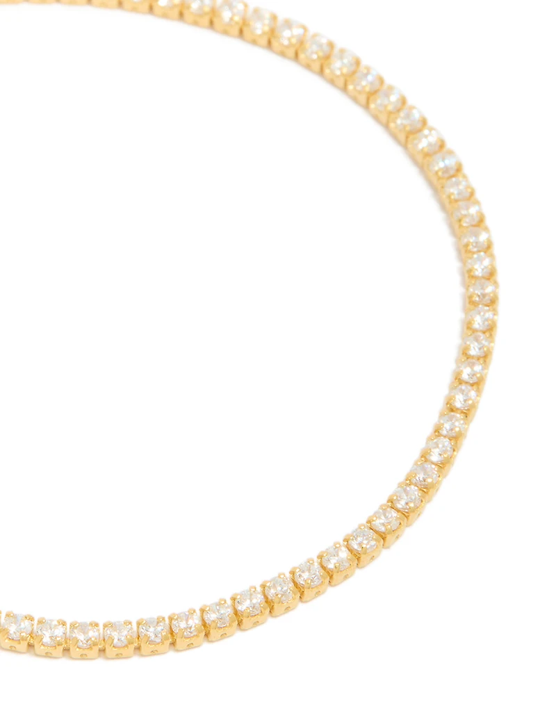 Gold Plated Sterling Silver Cubic Zirconia Tennis Bracelet