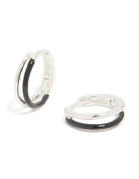 Boucles d’oreilles doubles en émail noir en argent sterling