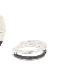 Boucles d’oreilles doubles en émail noir en argent sterling