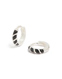 Boucles d’oreilles Huggie en argent sterling à rayures noires