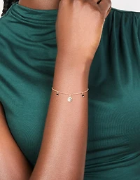 Sterling Silver Cubic Zirconia Yin & Yang Charm Bracelet