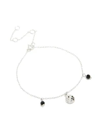Sterling Silver Cubic Zirconia Yin & Yang Charm Bracelet