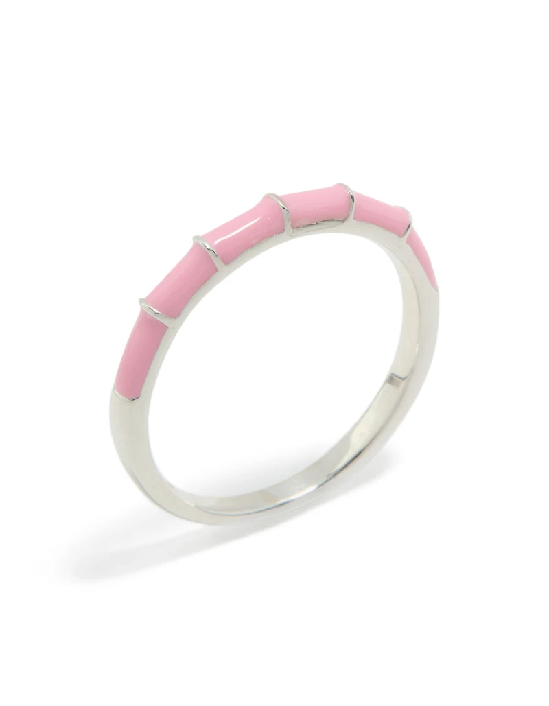 Sterling Silver Pink Enamel Ring