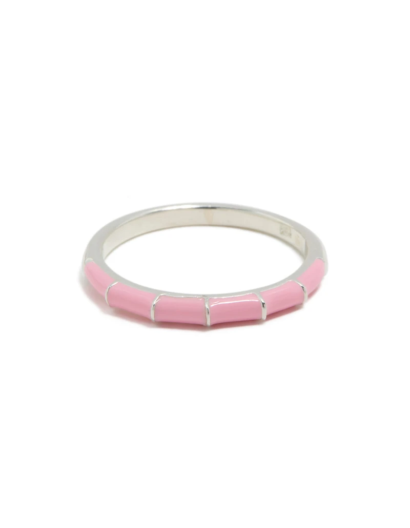Sterling Silver Pink Enamel Ring
