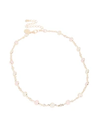Collier avec pendentif rond en zircone cubique plaqué or rose