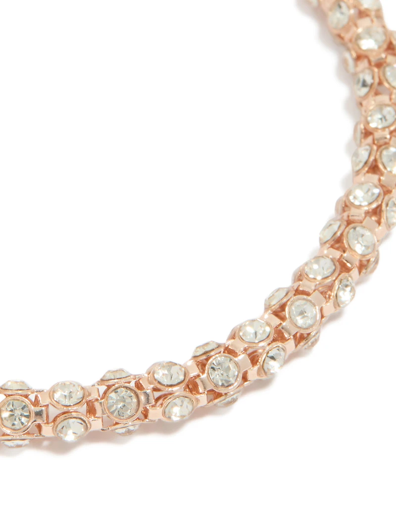 Rose Gold Plated Diamante Fireball Bracelet