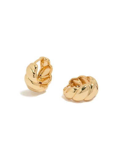 Gold Plated Brass Croissant Hoop Earrings