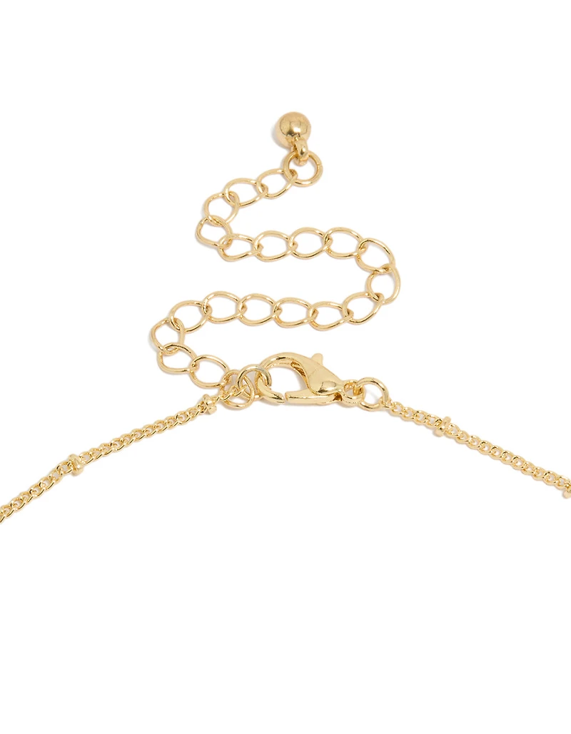 Gold Plated Brass Pearl & Evil Eye Pendant Necklace