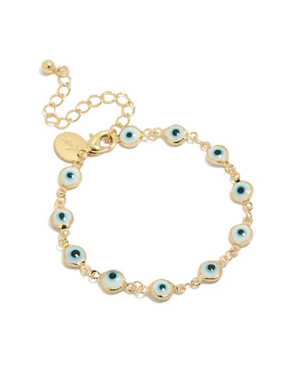 Gold Plated Brass Evil Eye Chain Bracelet