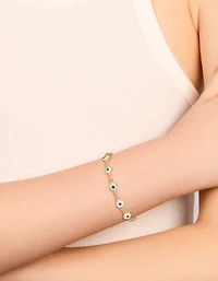 Bracelet chaîne en laiton plaqué or en forme d’œil maléfique