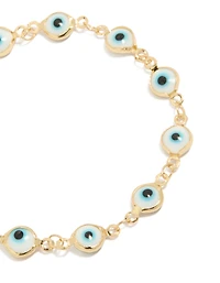 Gold Plated Brass Evil Eye Chain Bracelet