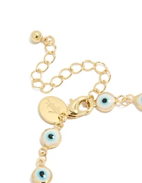 Gold Plated Brass Evil Eye Chain Bracelet