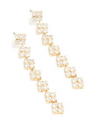 Boucles d’oreilles cubiques en zircone multi-fleurs plaquées or
