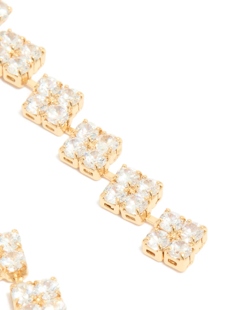 Boucles d’oreilles cubiques en zircone multi-fleurs plaquées or