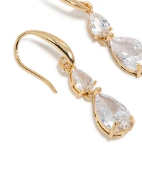 Boucles d'oreilles triangulaires pendantes en zircone cubique plaqué or