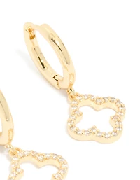 Boucles d’oreilles cubiques en fleur Huggie plaquées or