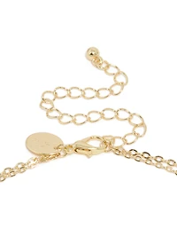 Collier en couches en pierres roses et bleues plaquées or