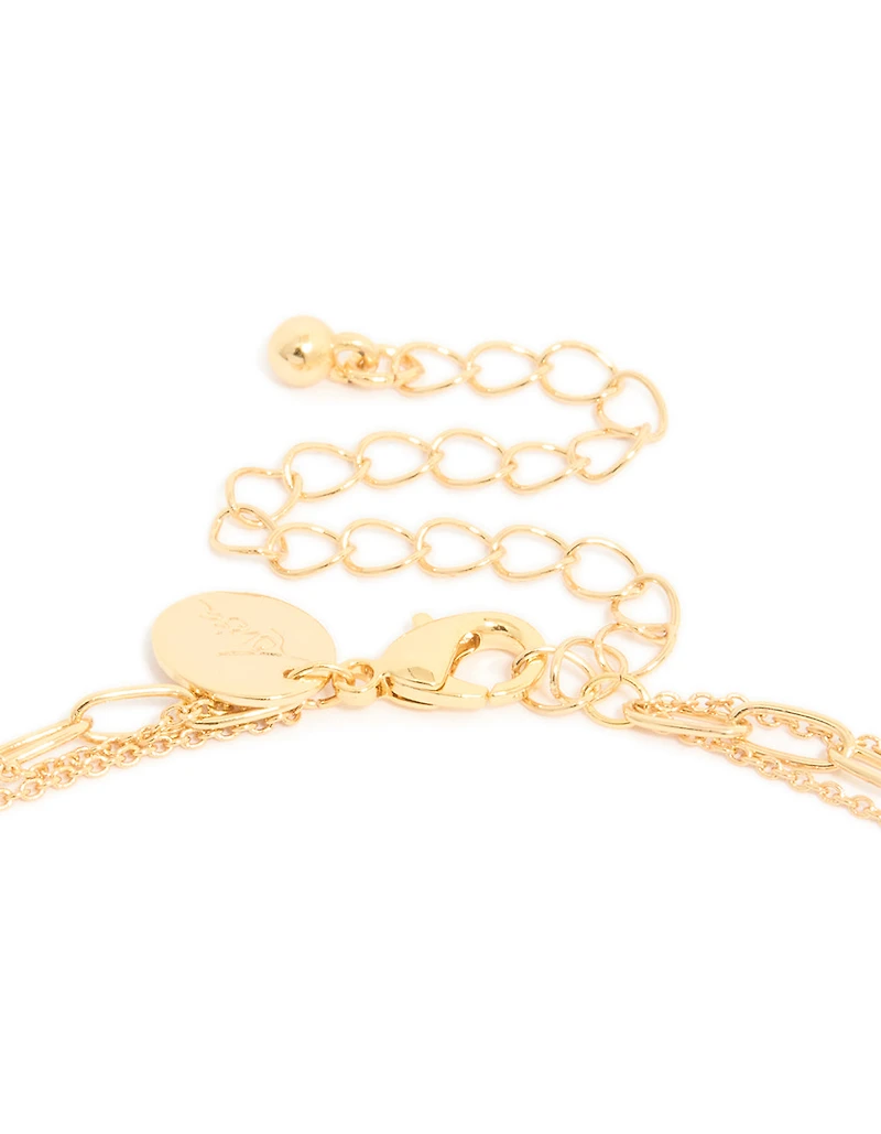 Collier en chaîne triple couche en zircone cubique plaqué or