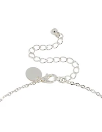 Silver Plated Pink & Blue Cubic Zirconia Mixed Oval Necklace