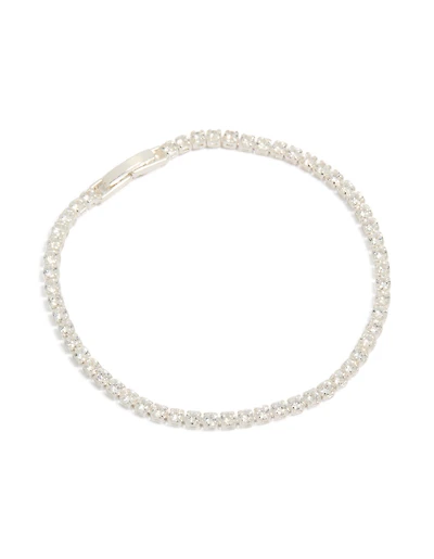 Silver Plated Cubic Zirconia Small Square Tennis Bracelet