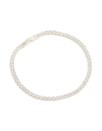 Silver Plated Cubic Zirconia Small Square Tennis Bracelet