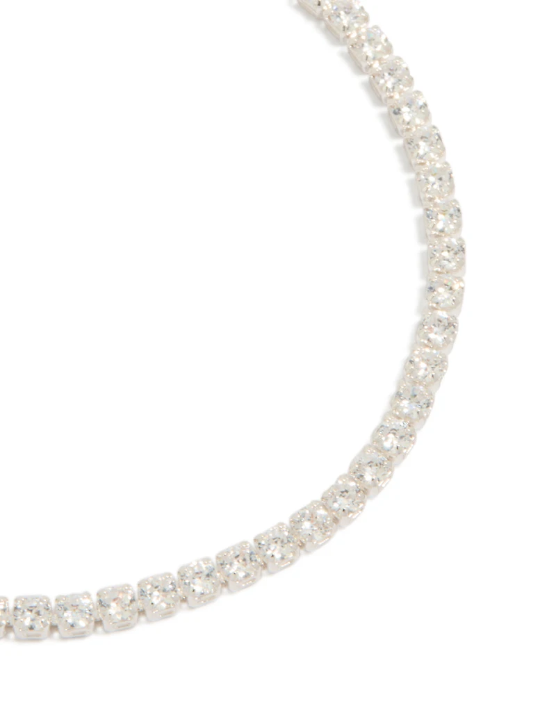 Silver Plated Cubic Zirconia Small Square Tennis Bracelet