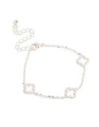 Silver Plated Cubic Zirconia Outline Flower Bracelet
