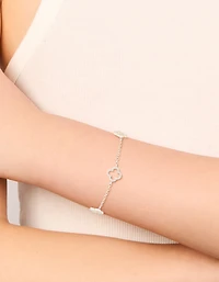 Silver Plated Cubic Zirconia Outline Flower Bracelet