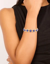 Gold Blue Organic Shape Stretch Bracelet
