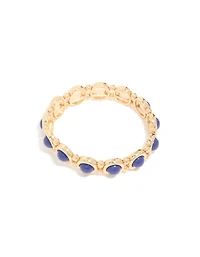 Gold Blue Organic Shape Stretch Bracelet