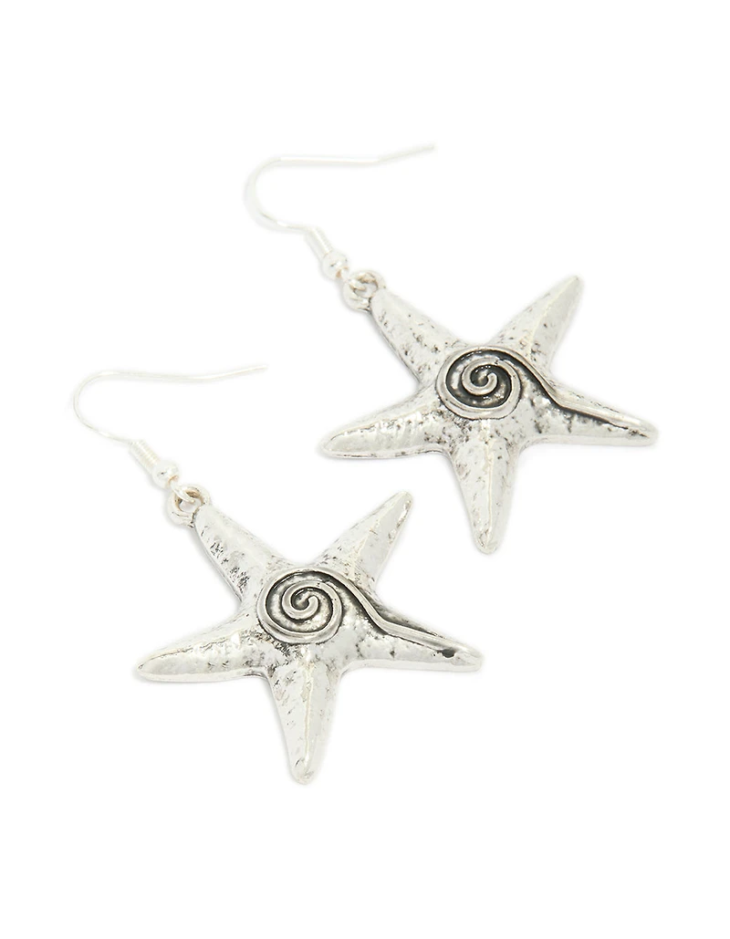Boucles d’oreilles antiques en étoile de mer en étoile de mer en argent