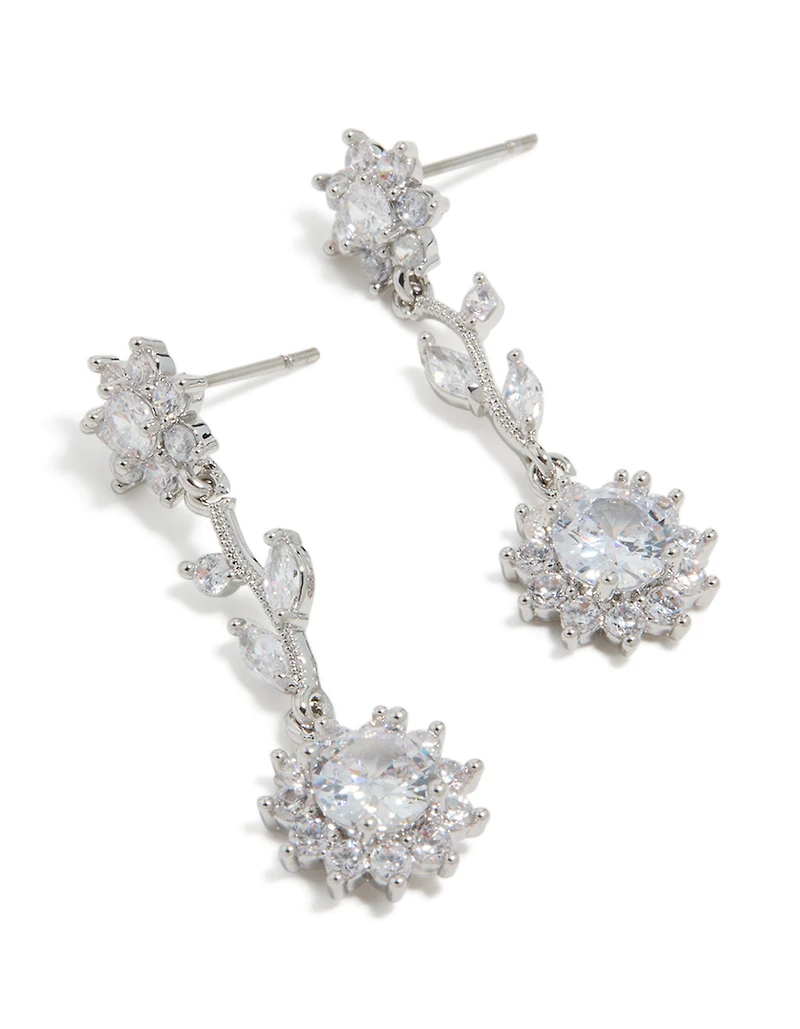 Boucles d’oreilles florales en zircone cubique en argent