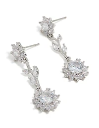 Boucles d’oreilles florales en zircone cubique en argent