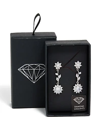 Silver Cubic Zirconia Vine Floral Drop Earrings