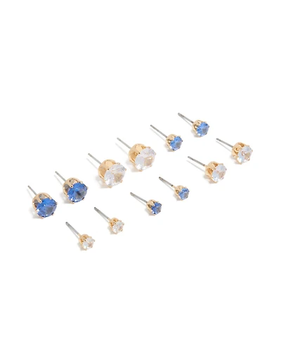 Boucles d’oreilles Zirconia Zirconia Classiques Classiques Dorées & Claires Pack de 6