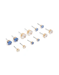Boucles d’oreilles Zirconia Zirconia Classiques Classiques Dorées & Claires Pack de 6
