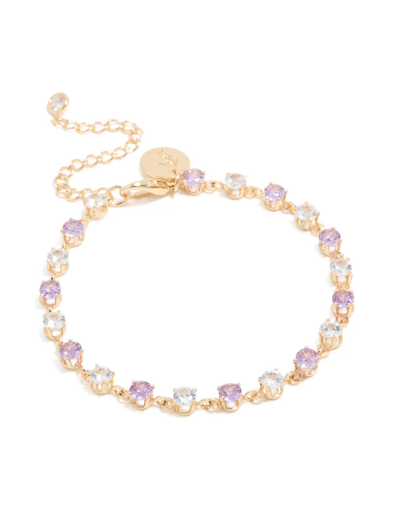 Gold Purple & Grey Cubic Zirconia Bracelet