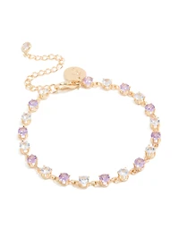 Gold Purple & Grey Cubic Zirconia Bracelet