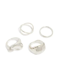 Silver Clean & Molten Rings 4-Pack