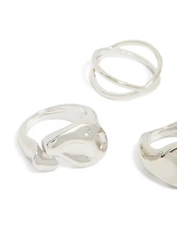 Silver Clean & Molten Rings 4-pack