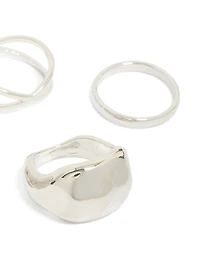 Silver Clean & Molten Rings 4-pack