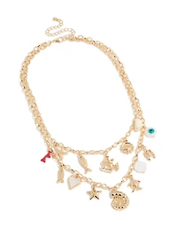 Collier superposé en pendentif océanique doré