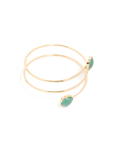 Gold Green Stone Arm Cuff