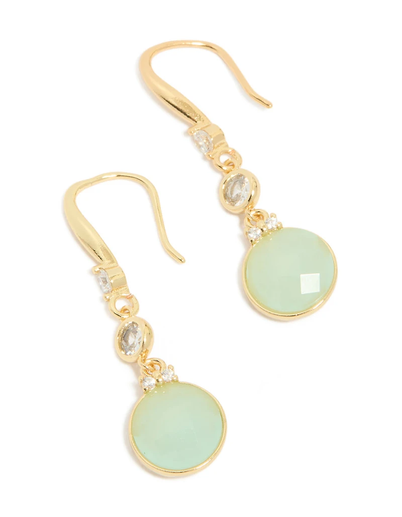 Gold Plated Plated Blue Cubic Zirconia Circle Drop Earrings