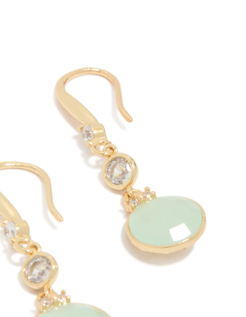 Gold Plated Plated Blue Cubic Zirconia Circle Drop Earrings