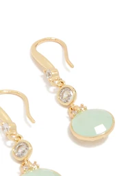 Gold Plated Plated  Blue Cubic Zirconia Circle Drop Earrings
